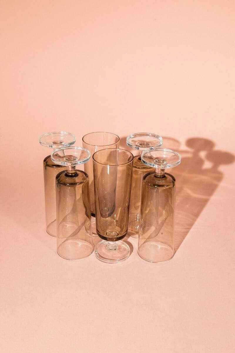 Vintage Smokey Grey Champagne Glasses by Luminarc