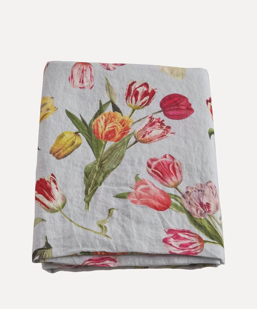 The Tulips Linen Tablecloth - Blue