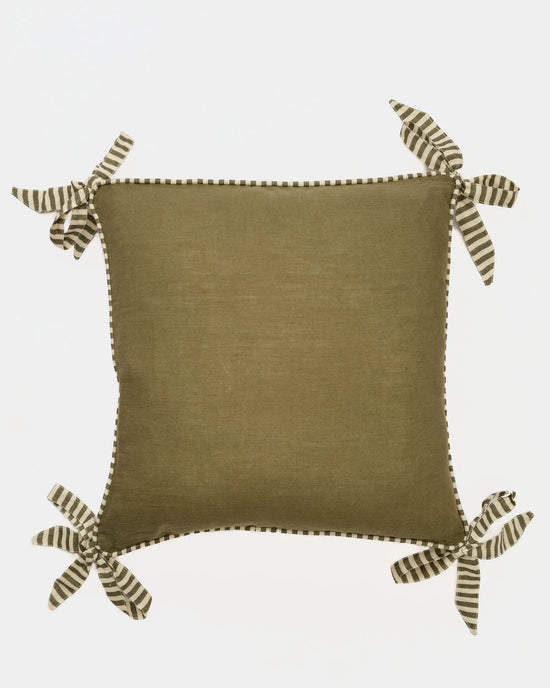 Olive Ribbon Cushion Cover