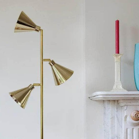 Brass cone floor lamp