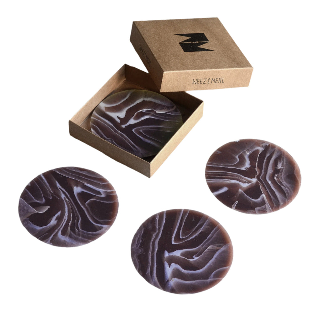 Set of Four Gift-Boxed Ripple Plum Coasters