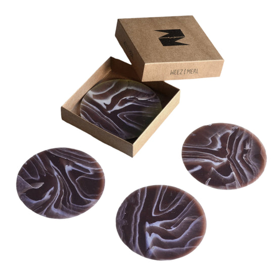 Set of Four Gift-Boxed Ripple Plum Coasters