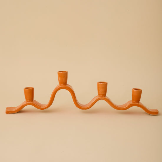 Large Wavy Candelabra - Orange