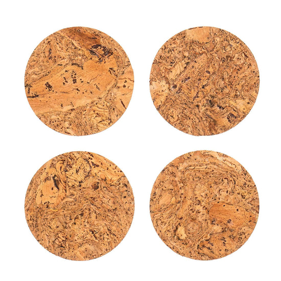 Round Natural Cork Coasters Set of 4 - Natural