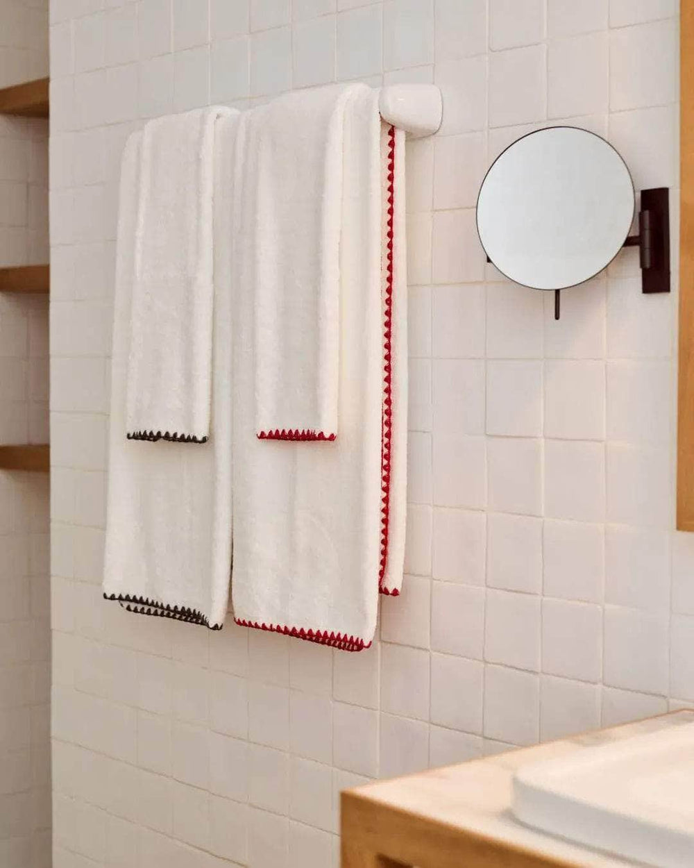 White and Red Shell Bath Towel