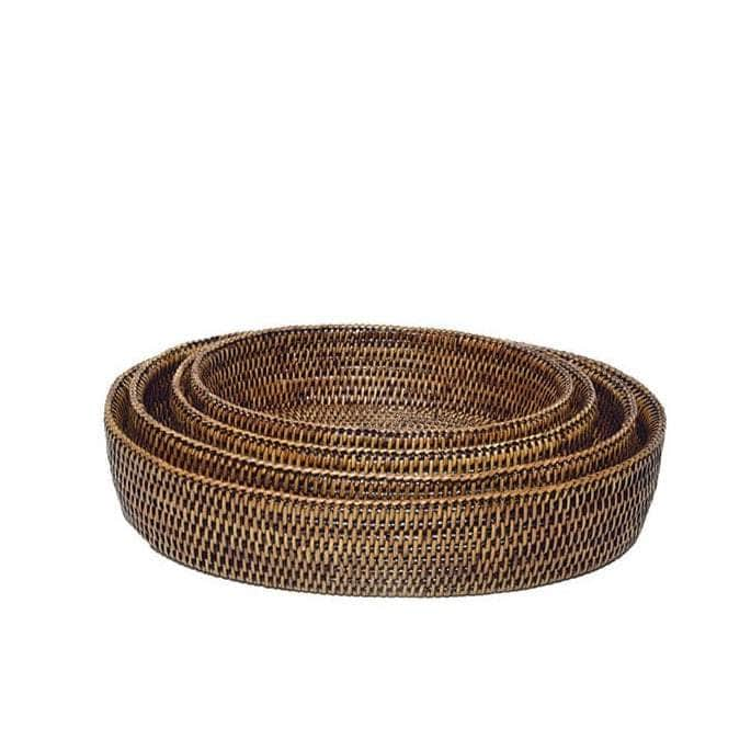 Large Oval Rattan Bowl