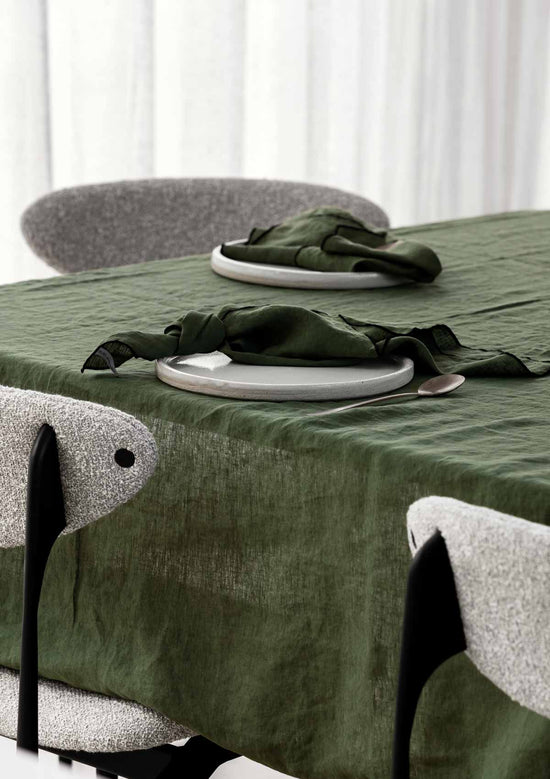 Amara Stitch 100% Linen Napkins - Forest Green (Set of Four)