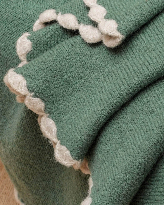 Bordered Knitted Throw - Green