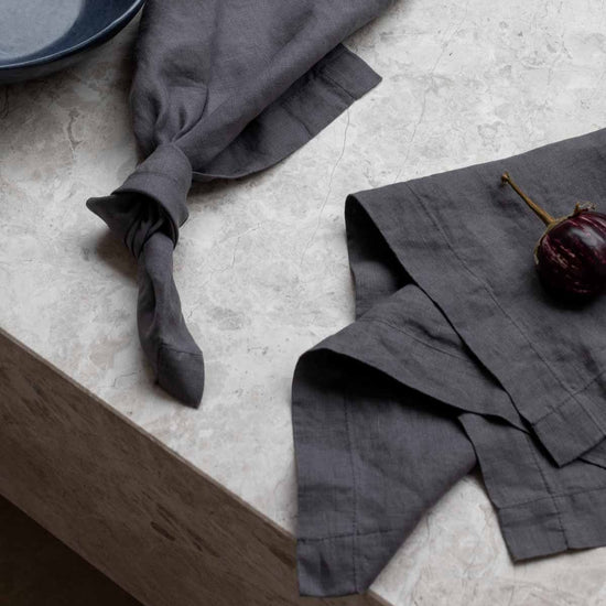 100% Linen Table Napkins - Graphite Grey (Set of Four)