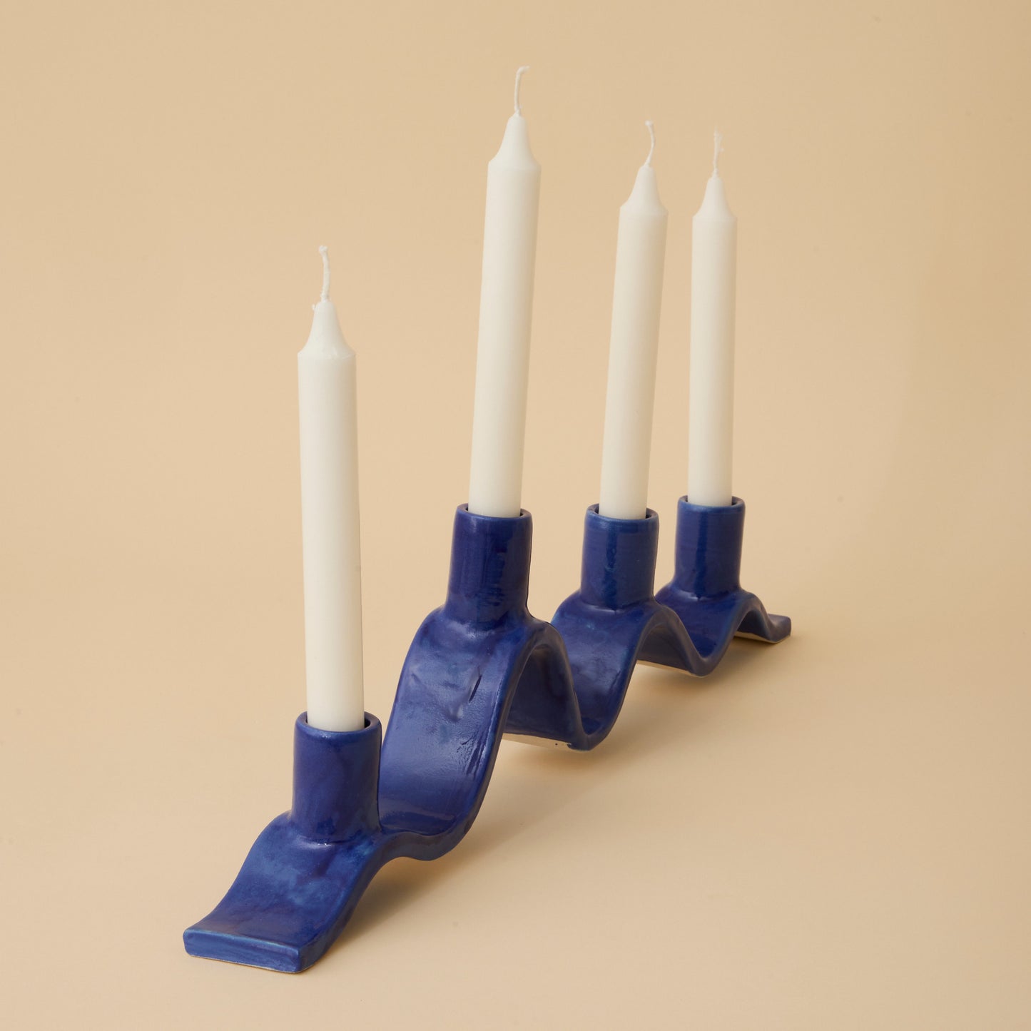 Large Wavy Candelabra - Blue