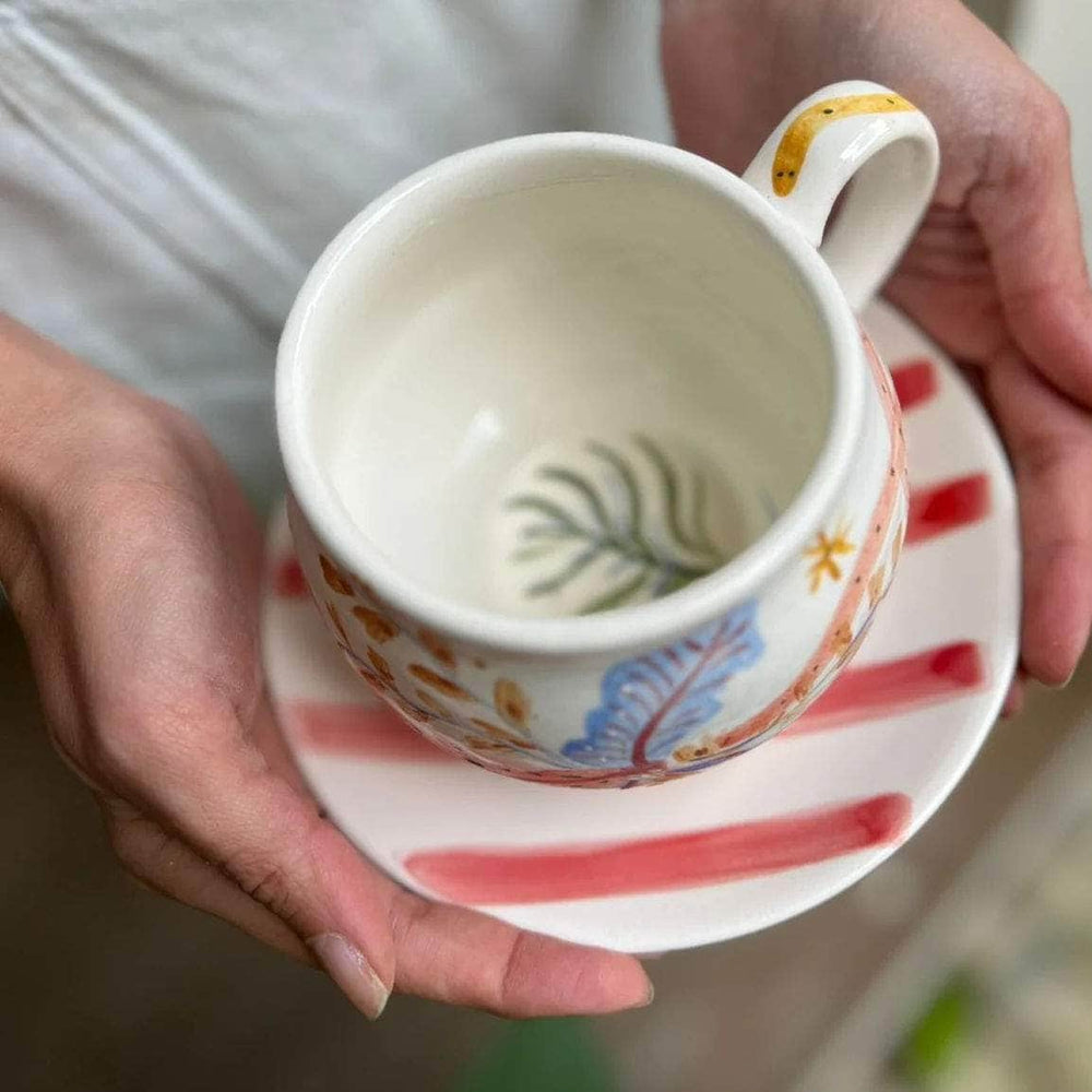 Mug + Red Stripe Plate