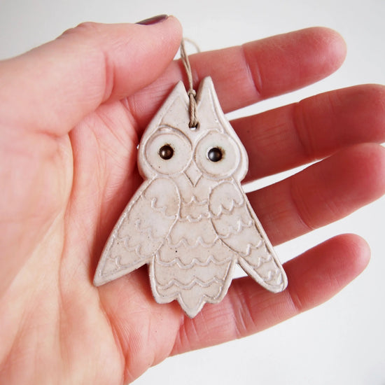 Ceramic Owl Christmas Ornament Decoration