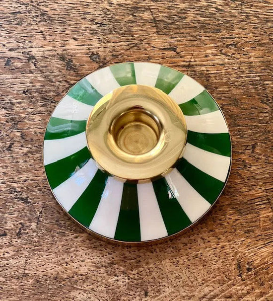 Circus Candleholder - Forest Green - Striped