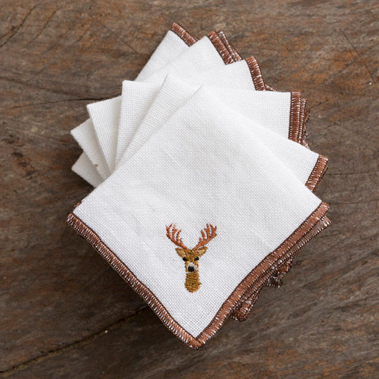 Linen Cocktail Napkins - Hunting