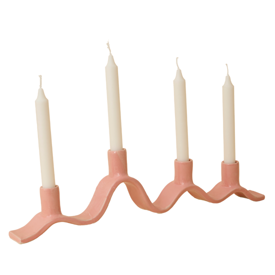 Large Wavy Candelabra - Pink