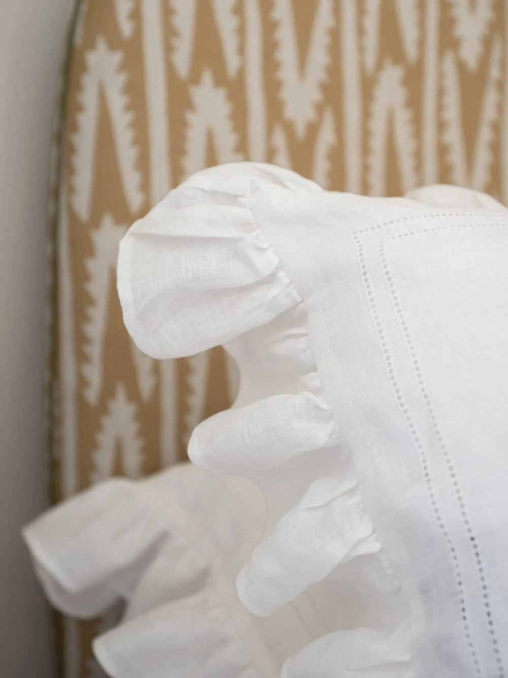 Personalised Ruffle Pillowcase Ivory White