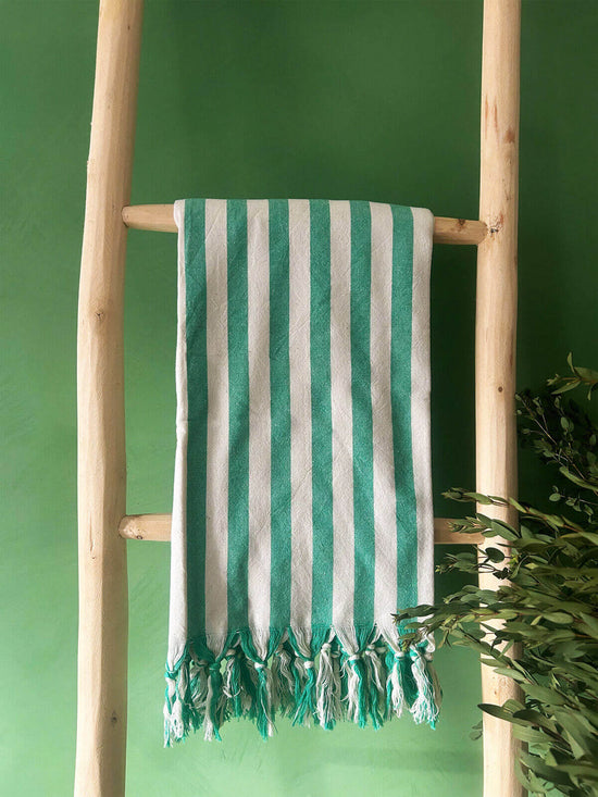 Brighton Stripe Hammam Towel - Green