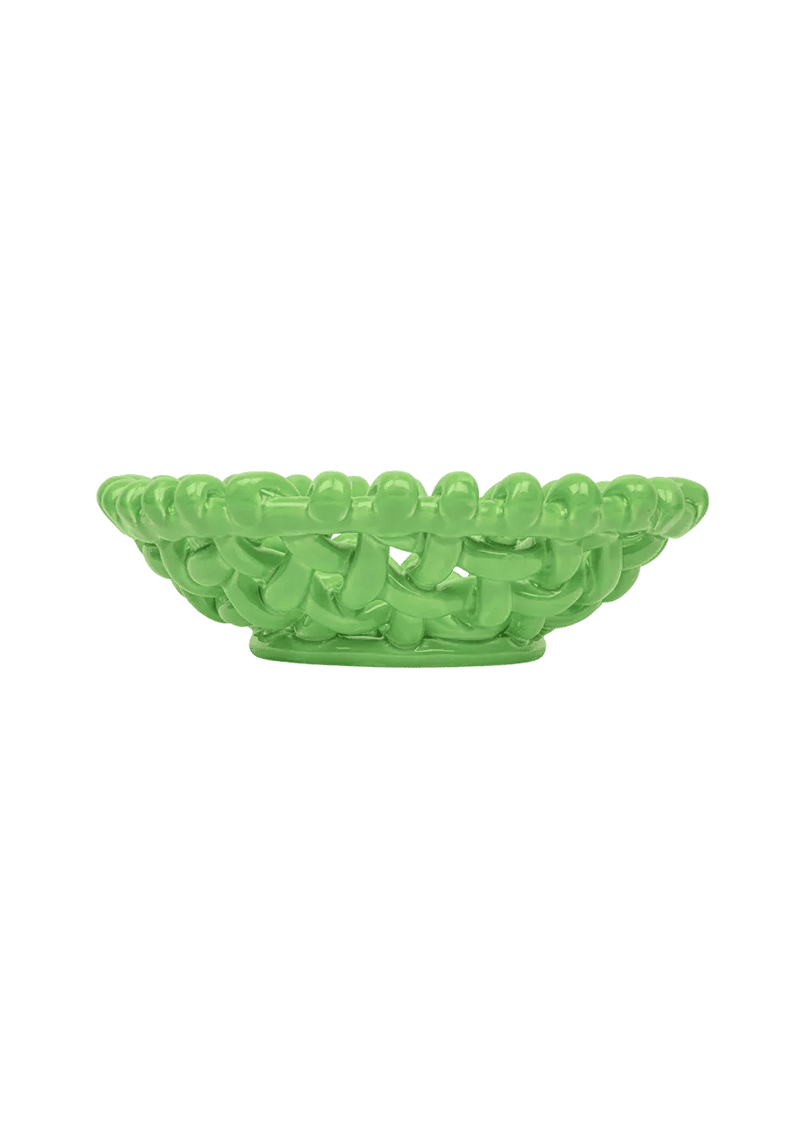 Apple Green Basketweave Bowl