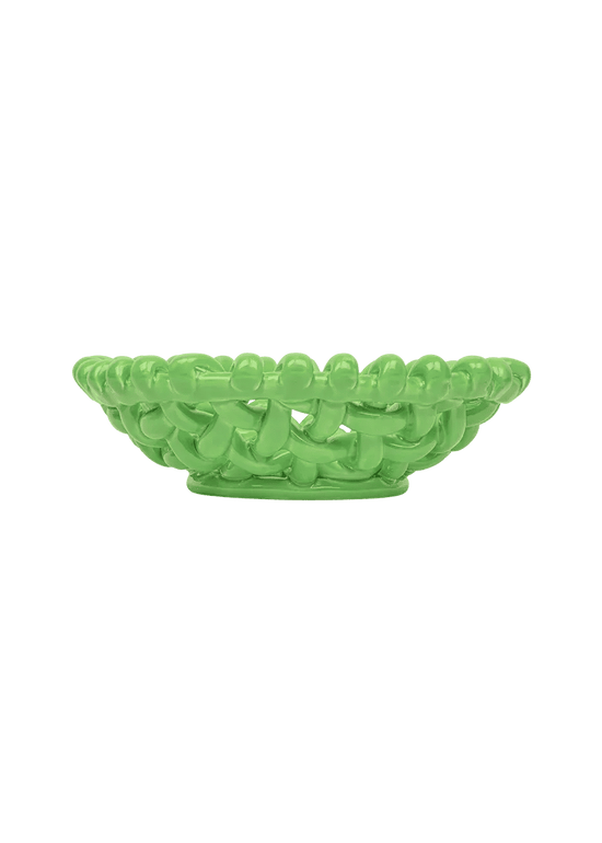 Apple Green Basketweave Bowl