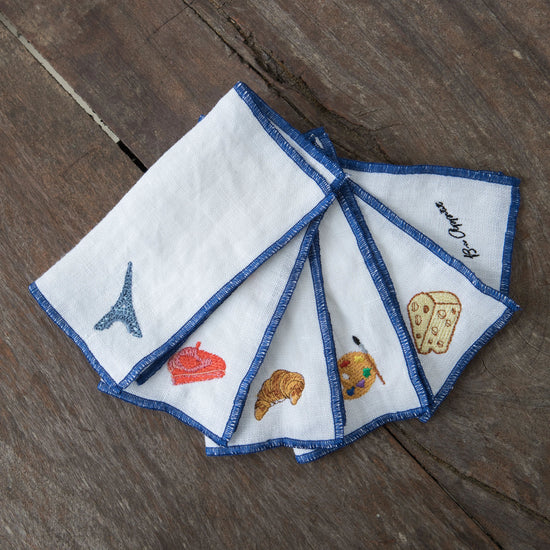 France Cocktail Linen Napkins - Set of 6