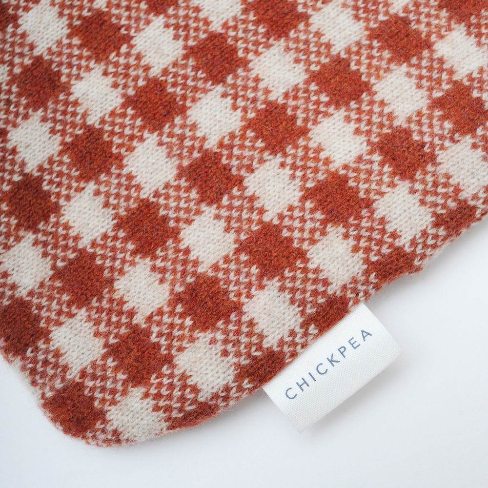 Rust Gingham Hot Water Bottle