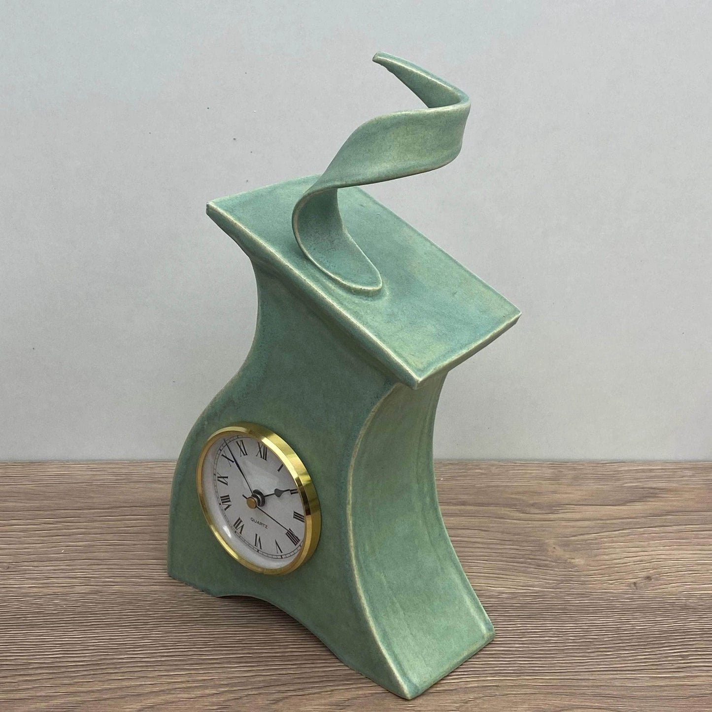 Ceramic Mantel Clock with Enclosed Face - Cornish Copper