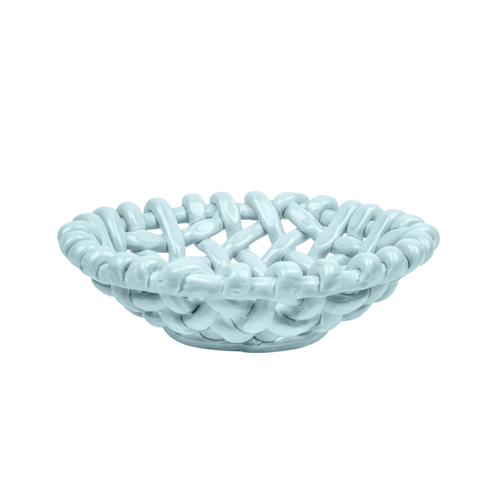 Sky Blue Basketweave Bowl