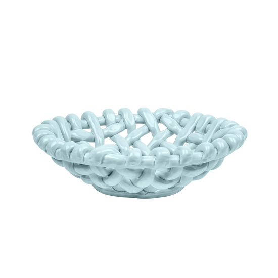 Sky Blue Basketweave Bowl