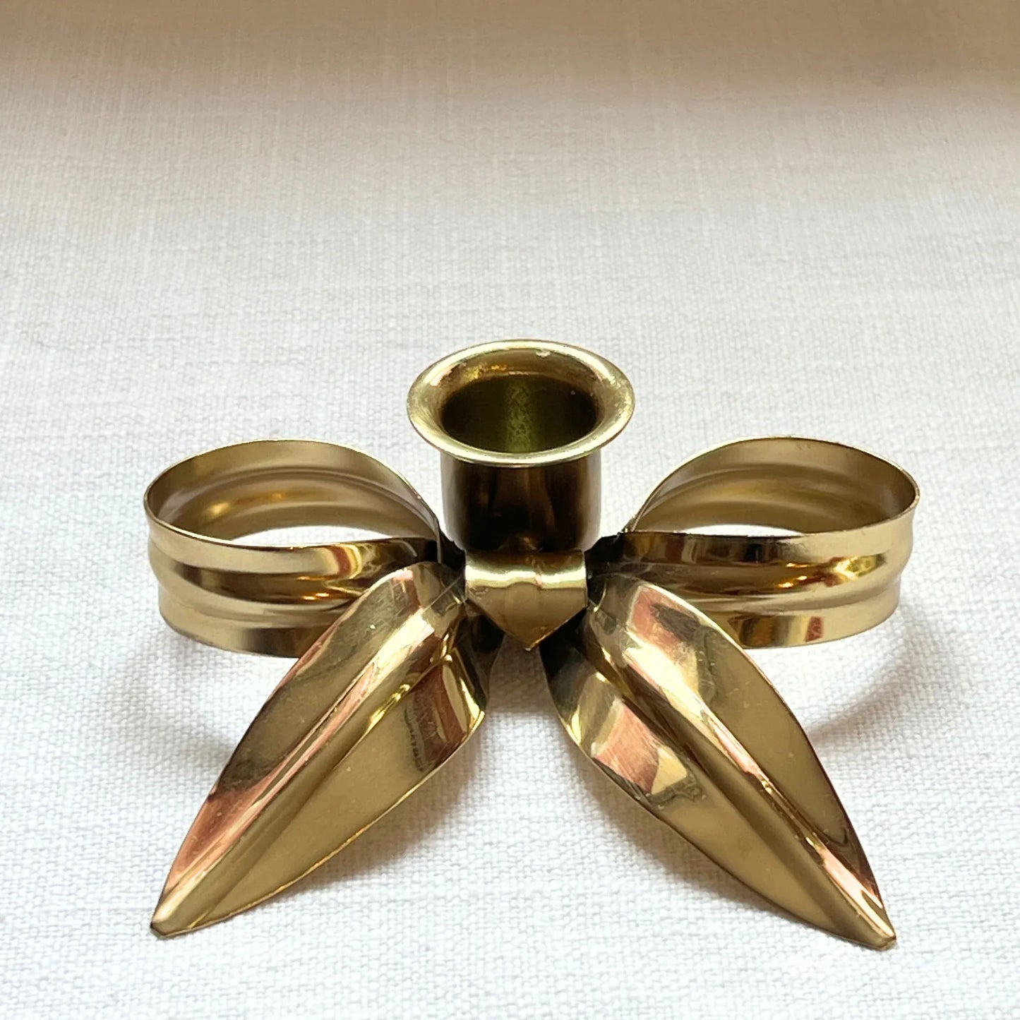 A Pair of Bow Candleholders - Brass