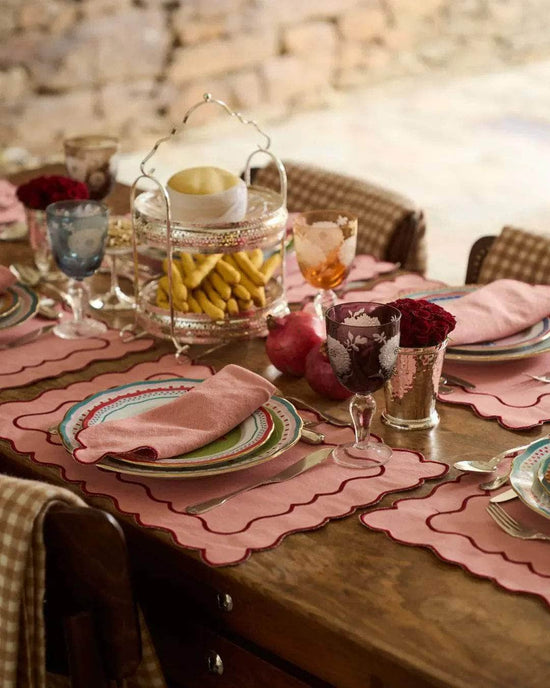 Wavy Napkin, Salmon with Red