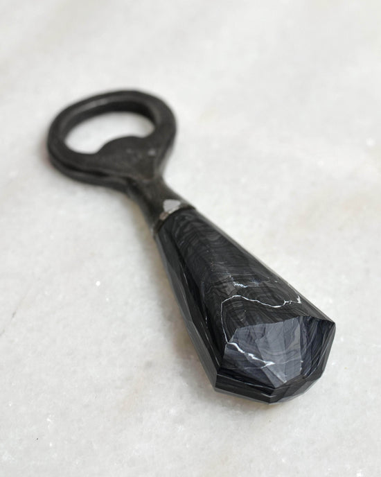 Recycled Plastic & Forged Steel Bottle Opener Black Marble