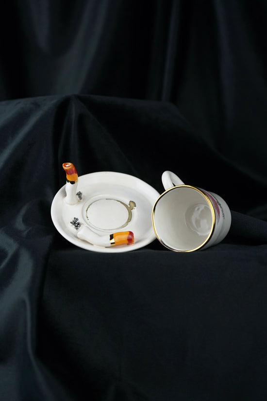 Lipstick Ciggy & Stain Espresso Cup & Saucer