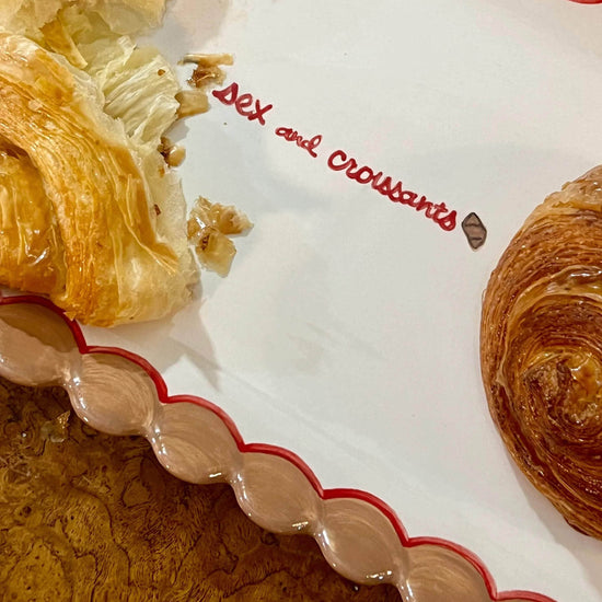 Hand-painted “Sex And Croissants” Scalloped Tray