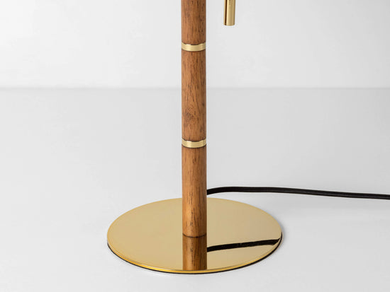 Brass disk table lamp