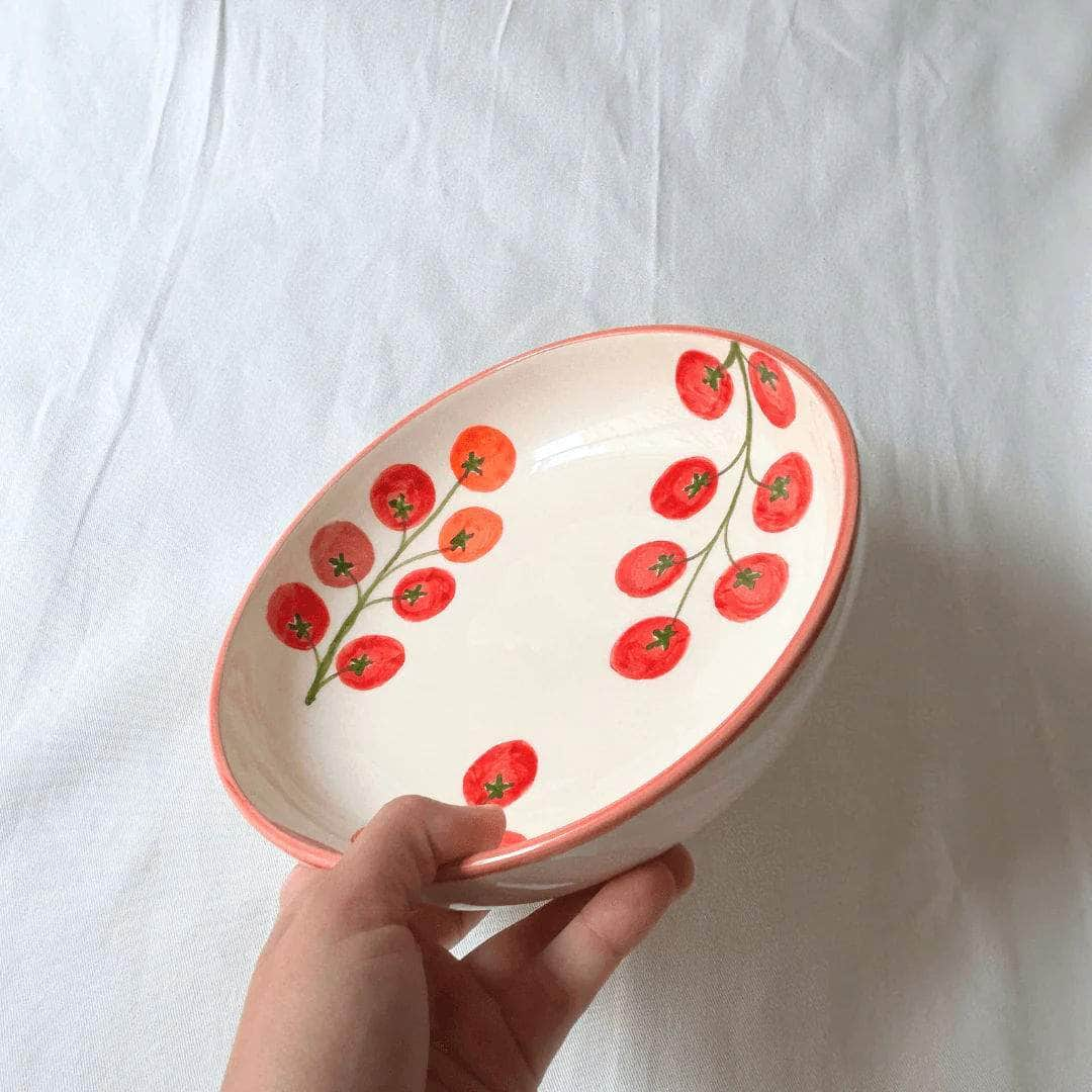 Hand-painted Tomato Pasta Bowls (Set of 2)