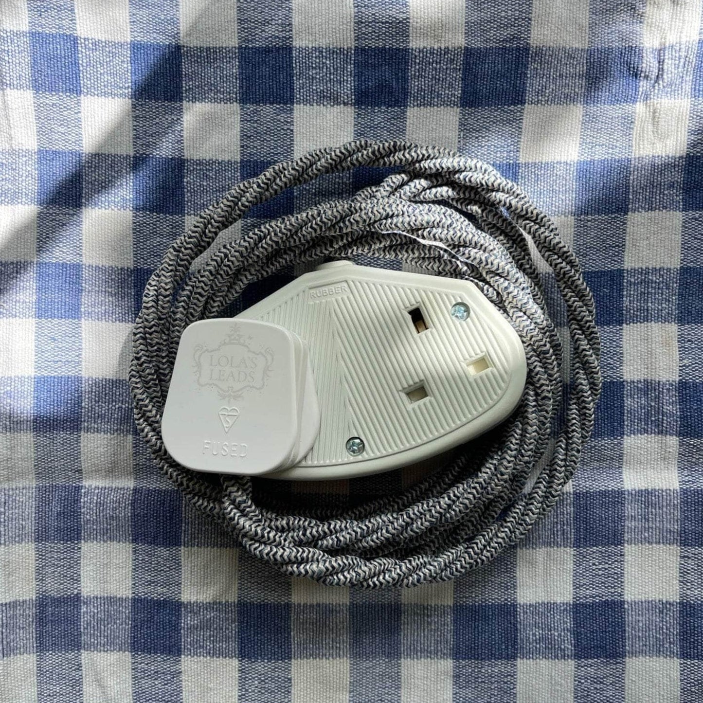 Fabric Extension Cable in Denim Chevron