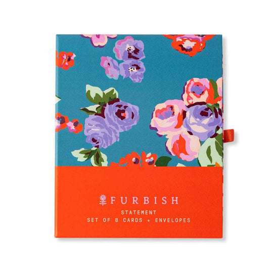 Boxed Greeting Card S/8 - Stripe Floral