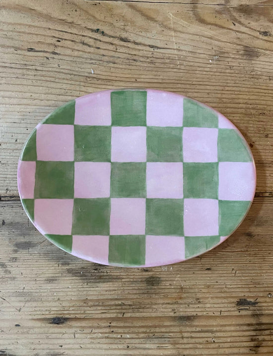 Checkmate Soap Dish, Pink & Green