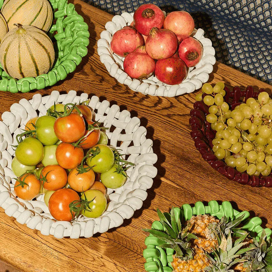 Apple Green Basketweave Bowl