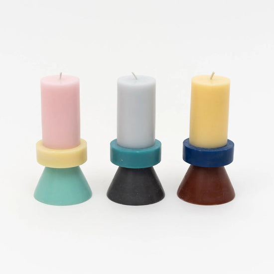 Stack Candle Tall - Lilac / Turquoise / Charcoal