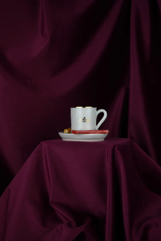 Branded Red Lighter Espresso Cup & Saucer