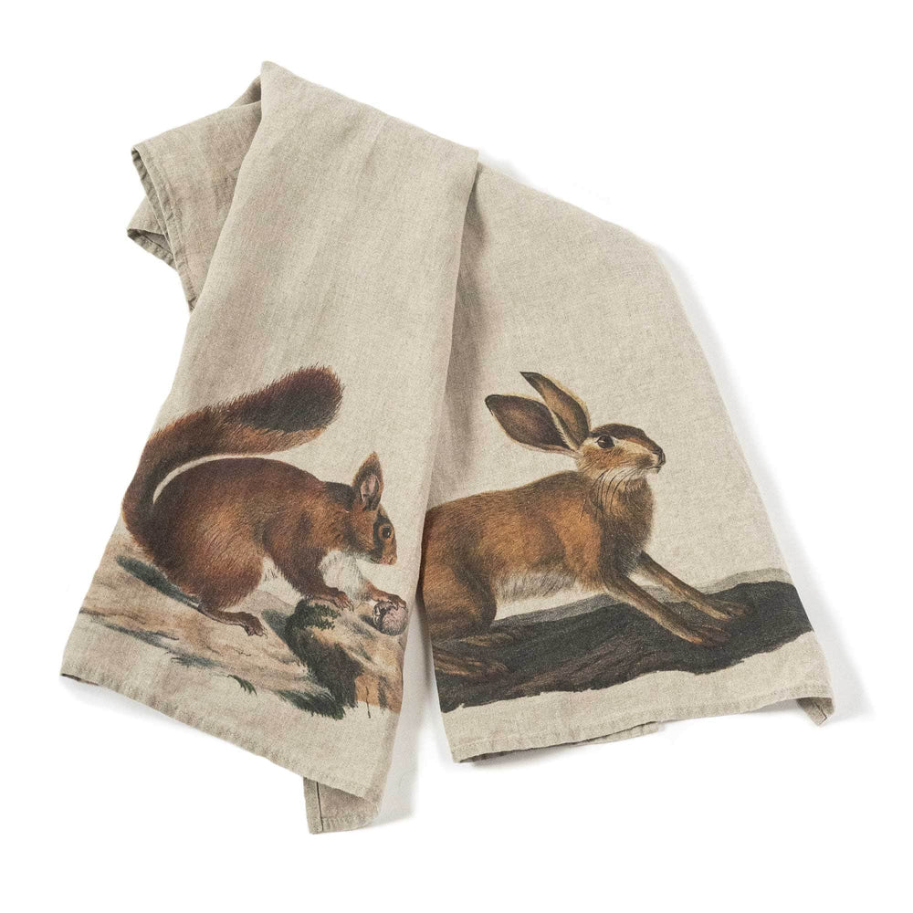 Linen Kitchen Towels SQUIRREL & HARE Set of 2