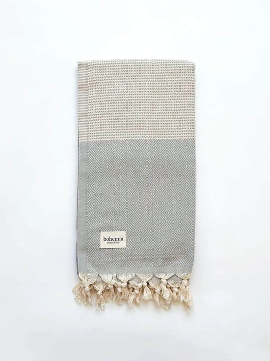 Nordic Dot Hammam Towel - Pearl Grey