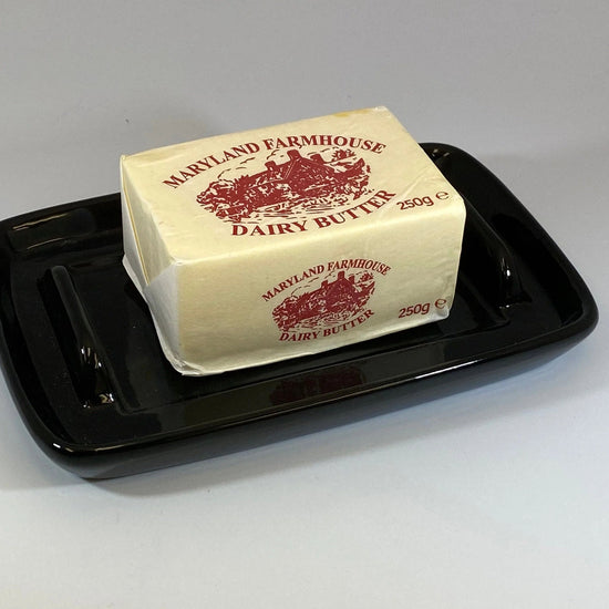 Butter Dish with Speckled Black Glaze