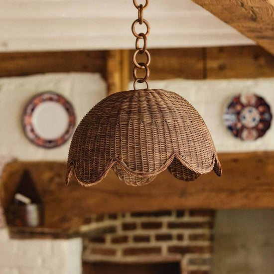 Etta Scalloped Pendant Shade (Medium Teak)