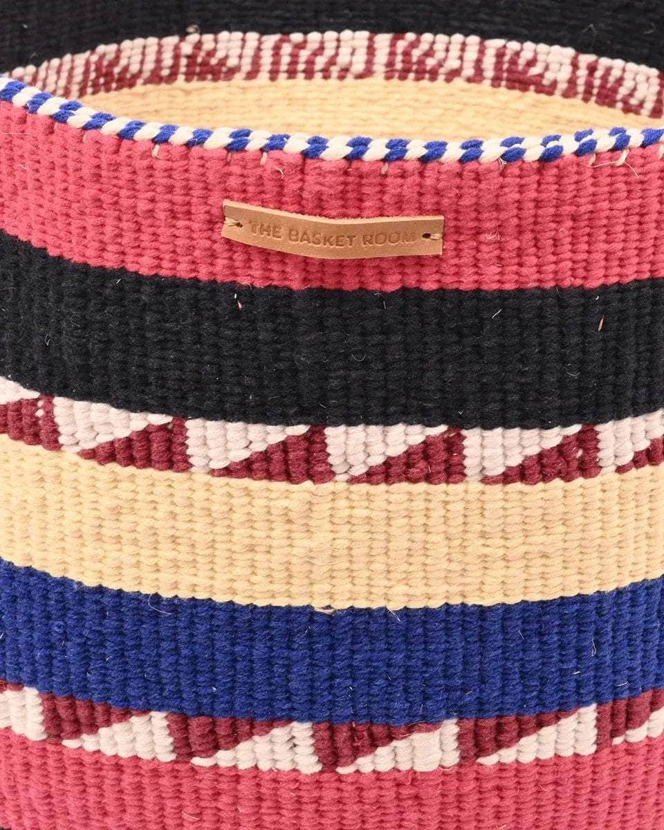 SAWA: Extra Large Red, Black, Blue, Yellow Wool Basket