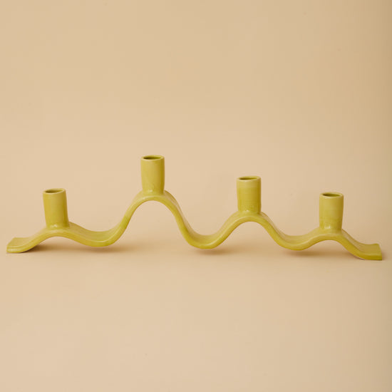 Large Wavy Candelabra - Chartreuse