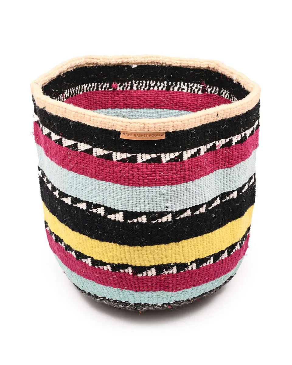 SITA: Extra Large Pink, Blue, Black, Yellow Wool Basket