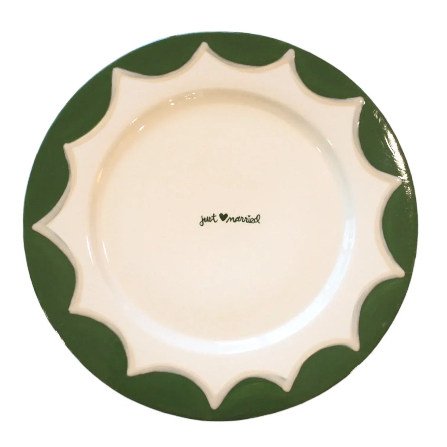 Hand-Painted “just married” Scalloped Cake Plate