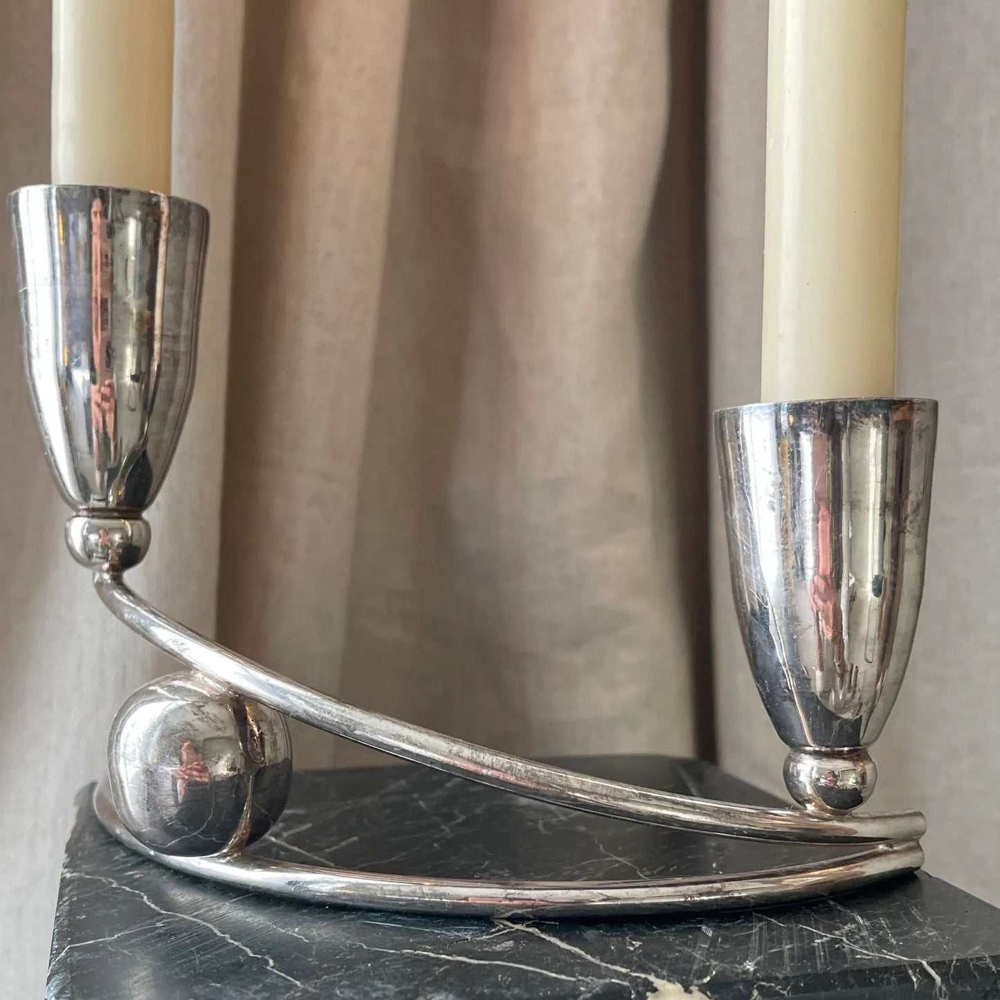 Chrome Double Head Candle Stick Holder